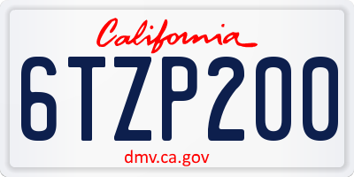 CA license plate 6TZP200