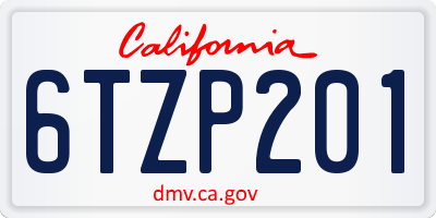 CA license plate 6TZP201