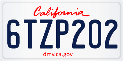 CA license plate 6TZP202