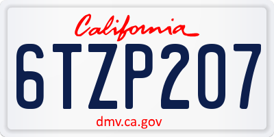 CA license plate 6TZP207