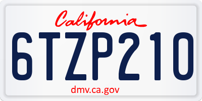 CA license plate 6TZP210