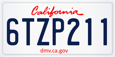 CA license plate 6TZP211
