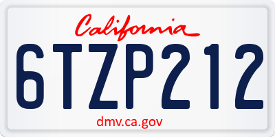 CA license plate 6TZP212