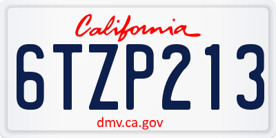 CA license plate 6TZP213