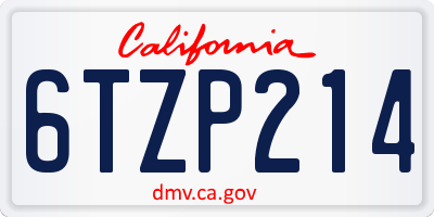 CA license plate 6TZP214