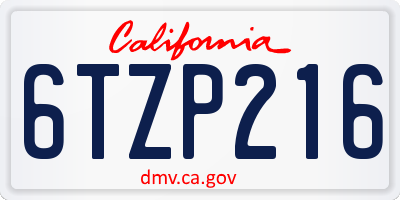 CA license plate 6TZP216