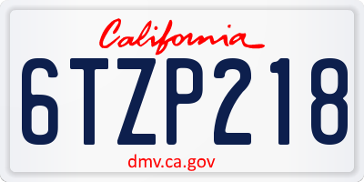 CA license plate 6TZP218
