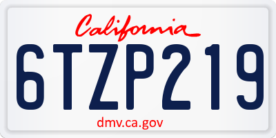 CA license plate 6TZP219
