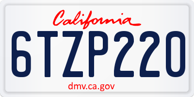 CA license plate 6TZP220