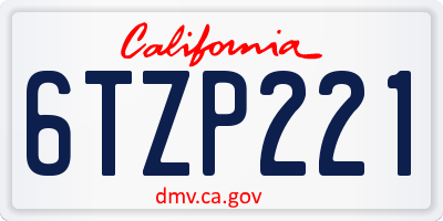 CA license plate 6TZP221