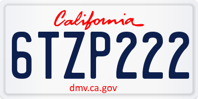 CA license plate 6TZP222