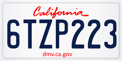 CA license plate 6TZP223