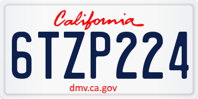 CA license plate 6TZP224