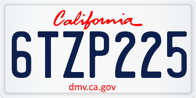 CA license plate 6TZP225