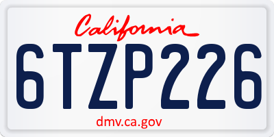 CA license plate 6TZP226
