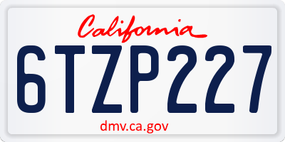 CA license plate 6TZP227