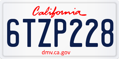 CA license plate 6TZP228