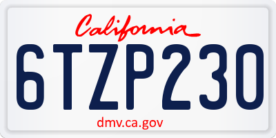 CA license plate 6TZP230