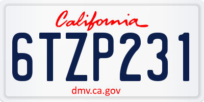 CA license plate 6TZP231
