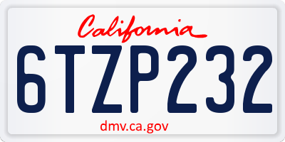 CA license plate 6TZP232