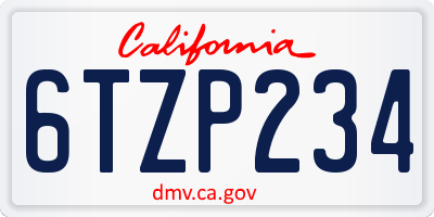 CA license plate 6TZP234