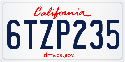 CA license plate 6TZP235