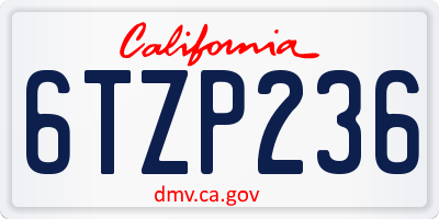 CA license plate 6TZP236