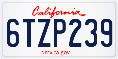 CA license plate 6TZP239