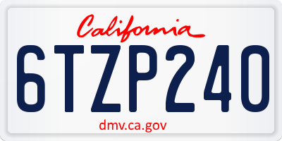 CA license plate 6TZP240