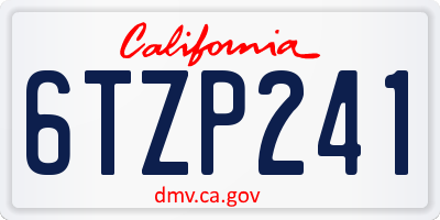 CA license plate 6TZP241