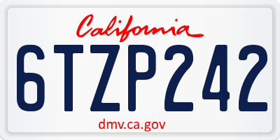 CA license plate 6TZP242