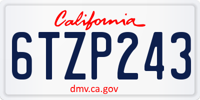 CA license plate 6TZP243
