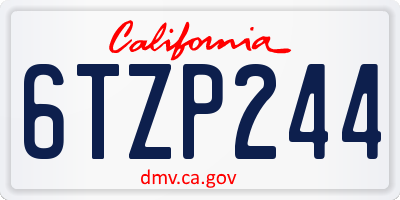CA license plate 6TZP244