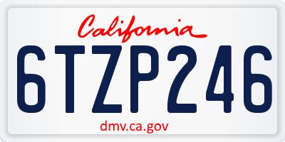 CA license plate 6TZP246