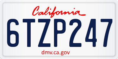CA license plate 6TZP247
