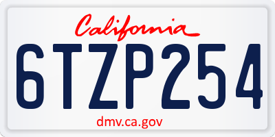 CA license plate 6TZP254