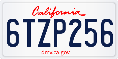 CA license plate 6TZP256