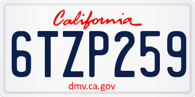 CA license plate 6TZP259
