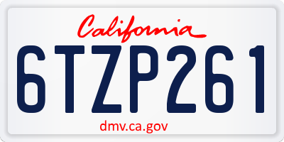 CA license plate 6TZP261