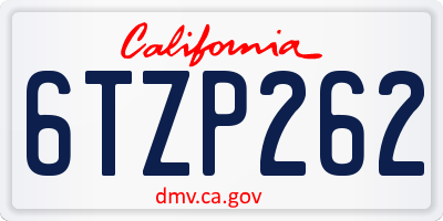 CA license plate 6TZP262