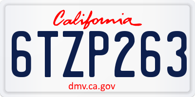 CA license plate 6TZP263
