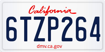CA license plate 6TZP264