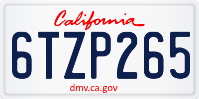 CA license plate 6TZP265