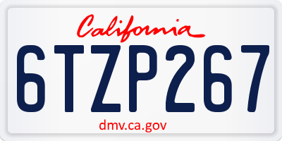 CA license plate 6TZP267