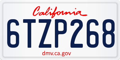 CA license plate 6TZP268