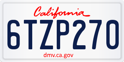 CA license plate 6TZP270