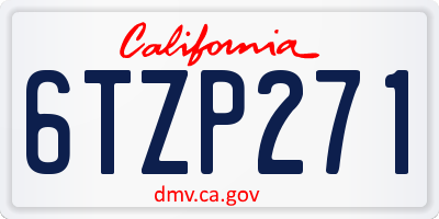 CA license plate 6TZP271