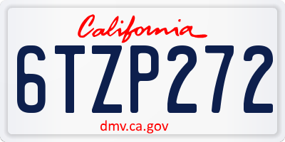 CA license plate 6TZP272