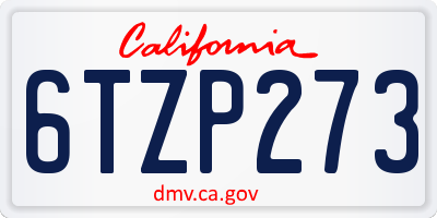 CA license plate 6TZP273