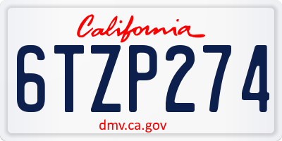 CA license plate 6TZP274